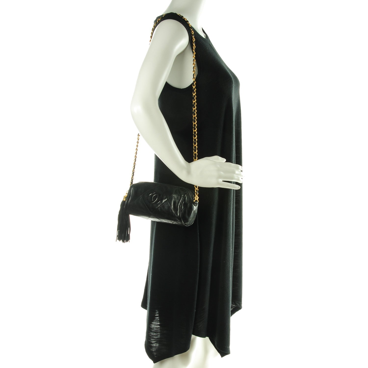 Chanel Lambskin Small Tassel Shoulder Bag Black 2 of 7