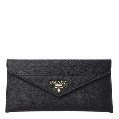 Prada Saffiano Letter Envelope Wallet Black 1 of 9
