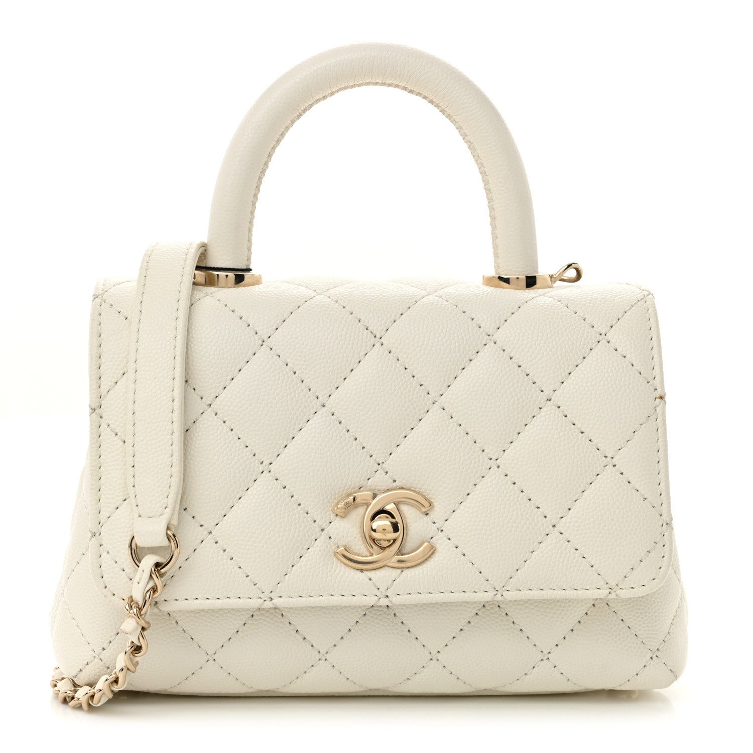 Chanel Caviar Quilted Extra Mini Coco Handle Flap White 1 of 12