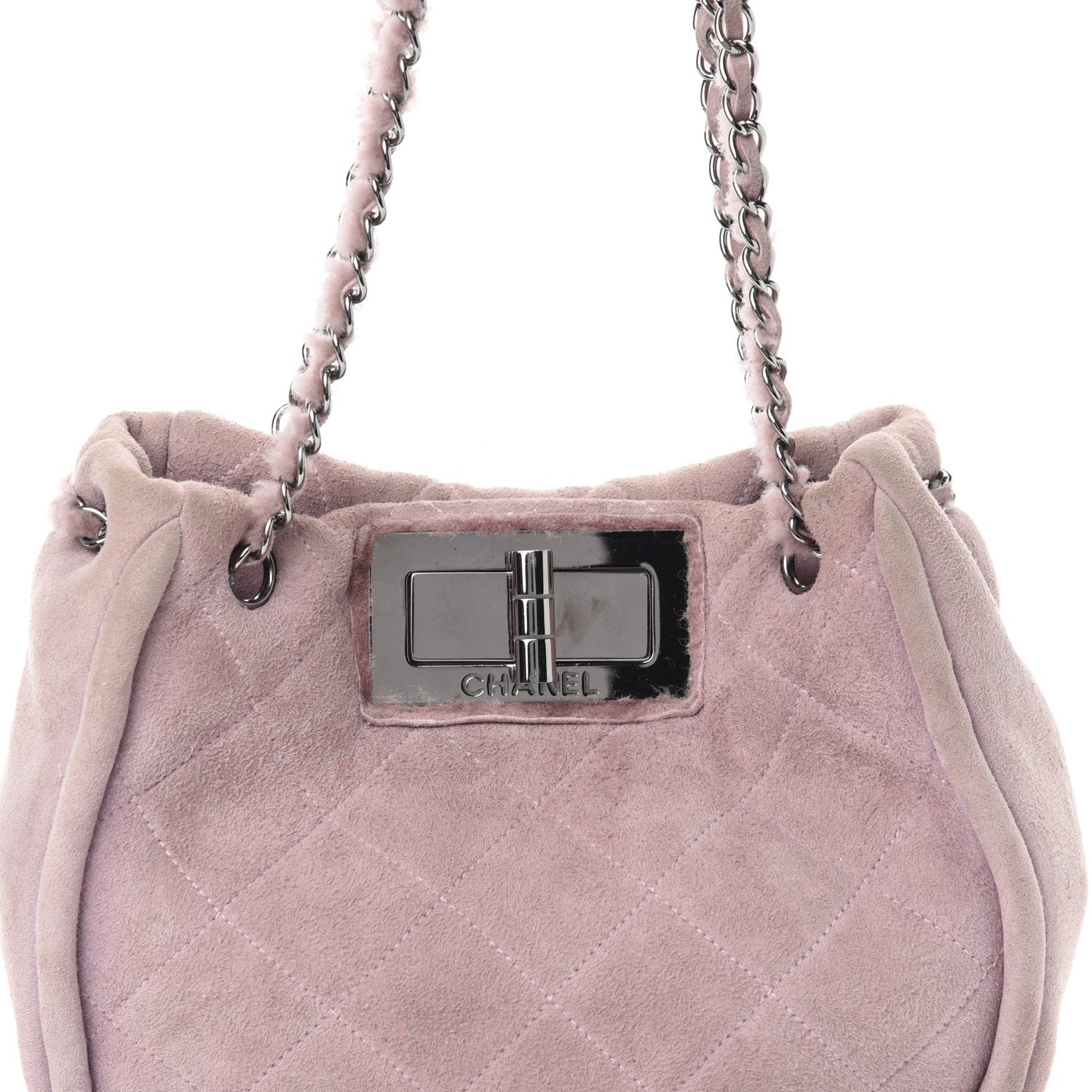 Chanel Shearling Quilted Mademoiselle Tote Light Purple 8 of 11