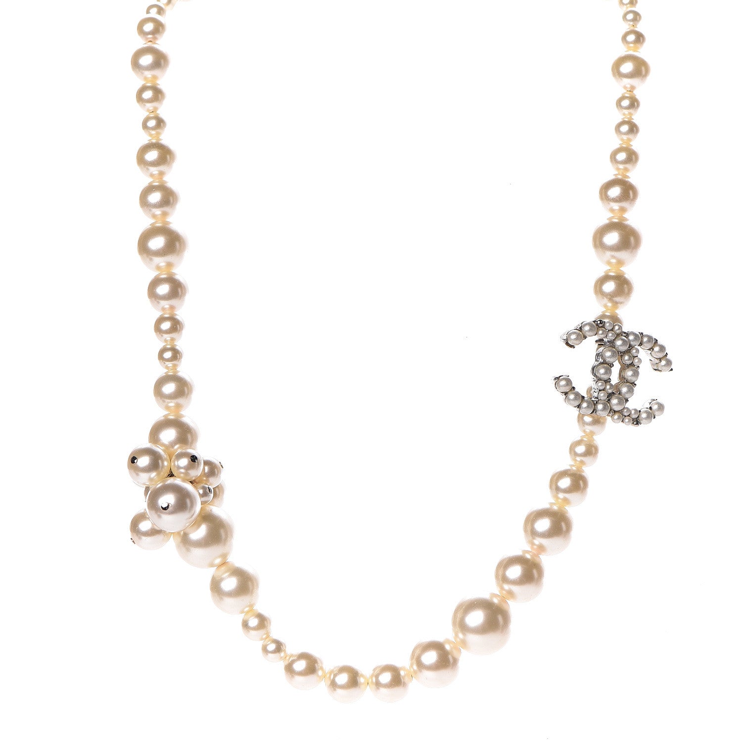 Chanel Graduated Pearl CC Short Necklace Silver 1 of 8