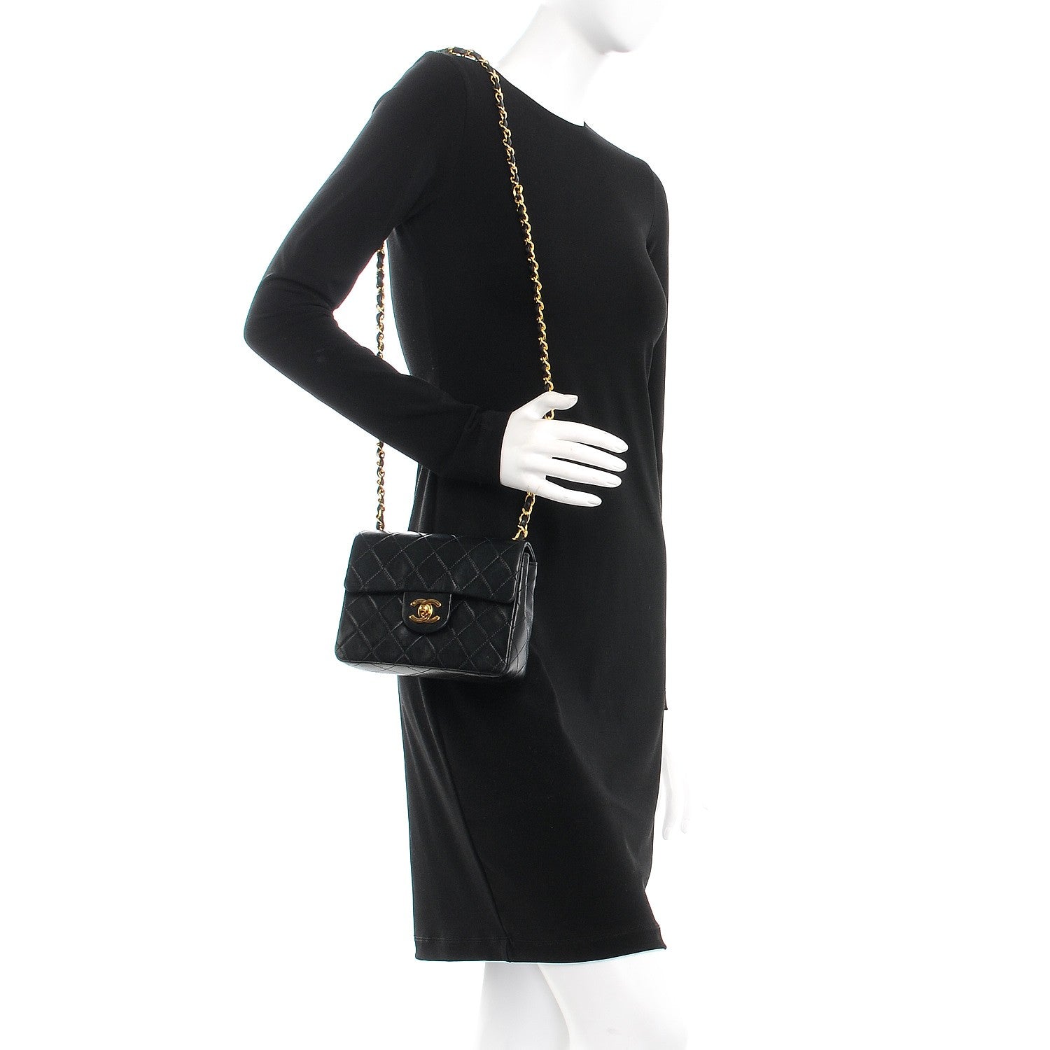 Chanel Lambskin Quilted Mini Square Flap Black 2 of 8