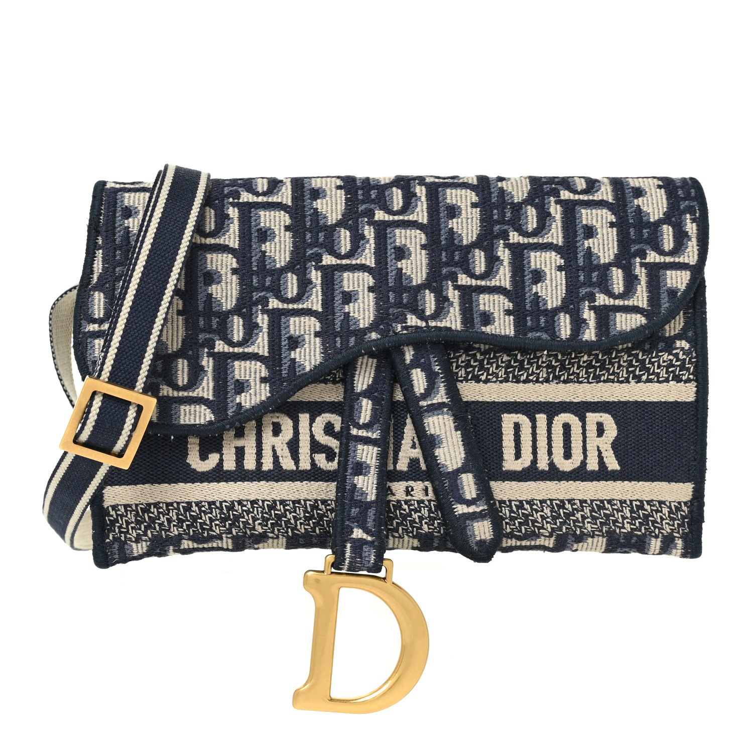 Christian Dior Oblique Slim Saddle Pouch Blue 1 of 12