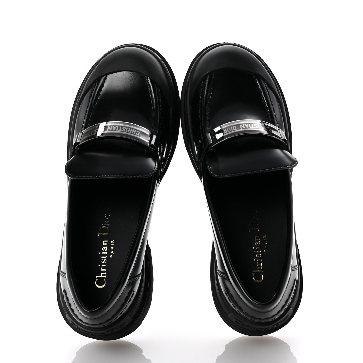 Christian Dior Brushed Calfskin Dior Code Lug Sole Platform 35mm Loafers 37.5 Black 2 of 10