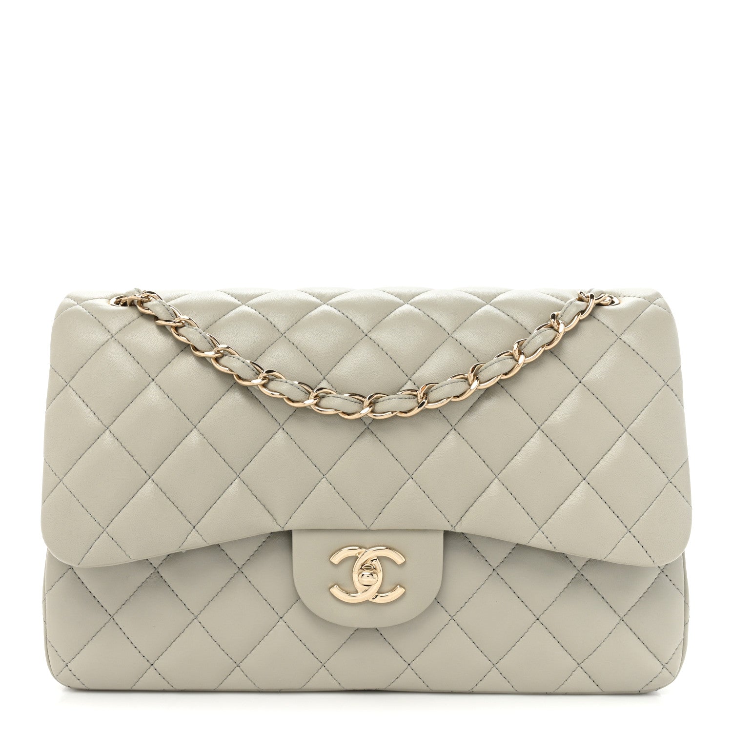 Chanel Lambskin Quilted Jumbo Double Flap Grey 1 of 11