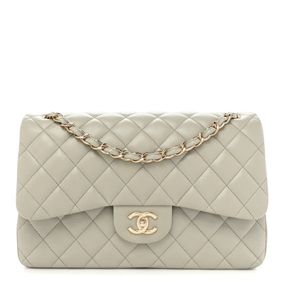 Chanel Lambskin Quilted Jumbo Double Flap Grey 1 of 11