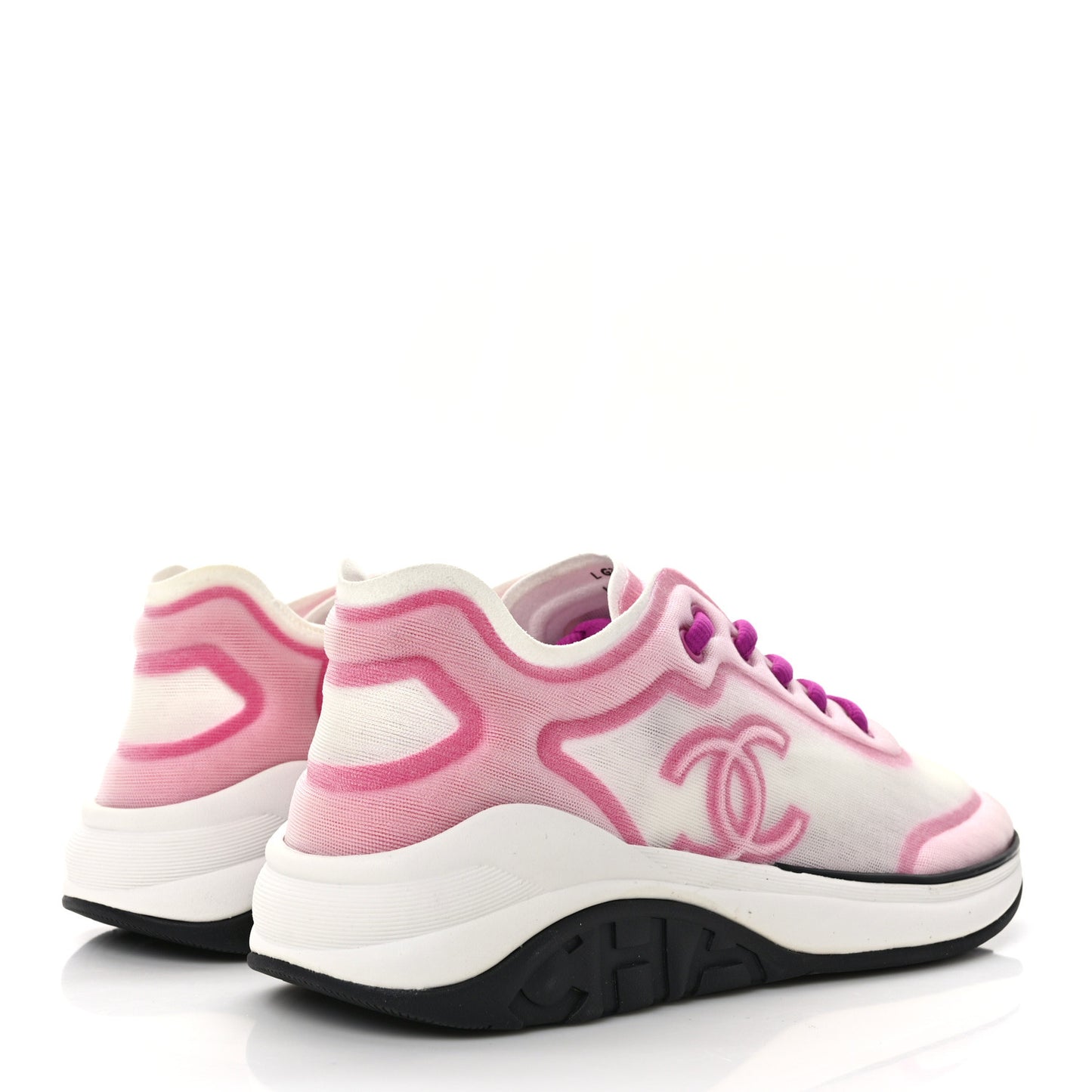 Calfskin Mesh Lyrca Womens Logo Sneakers 37 White Pink