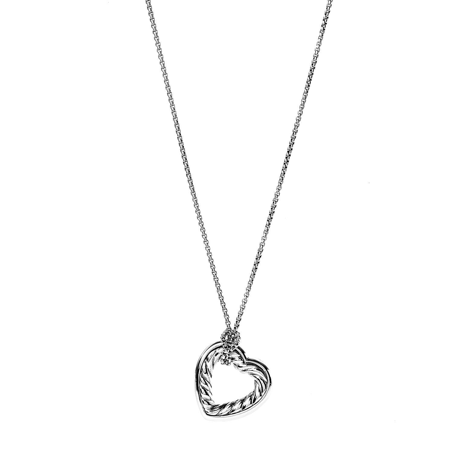 David Yurman Sterling Silver 18K Yellow Gold Open Heart Cable Necklace 1 of 6