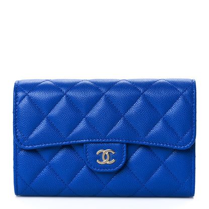 Chanel Caviar Quilted Medium Flap Wallet Blue 1 of 8