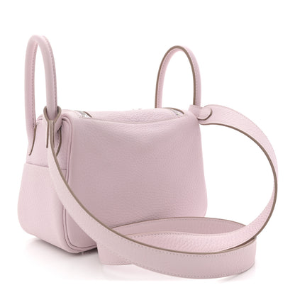 Hermes Taurillon Clemence Verso Mini Lindy 20 Mauve Pale Mushroom 3 of 12