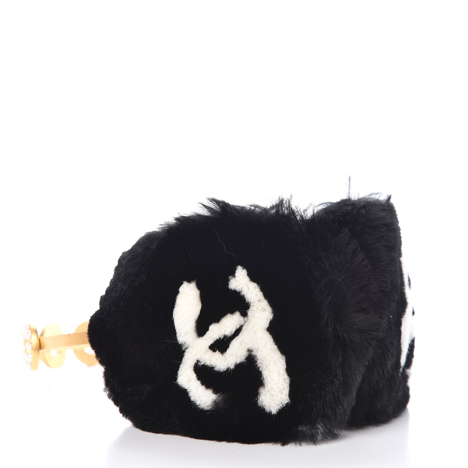 Chanel Rabbit Fur Coco Earmuffs Black Gold 4 of 7