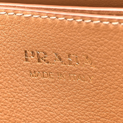 Prada Soft Grain Calfskin Medium Double Belt Tote Caramel 6 of 9