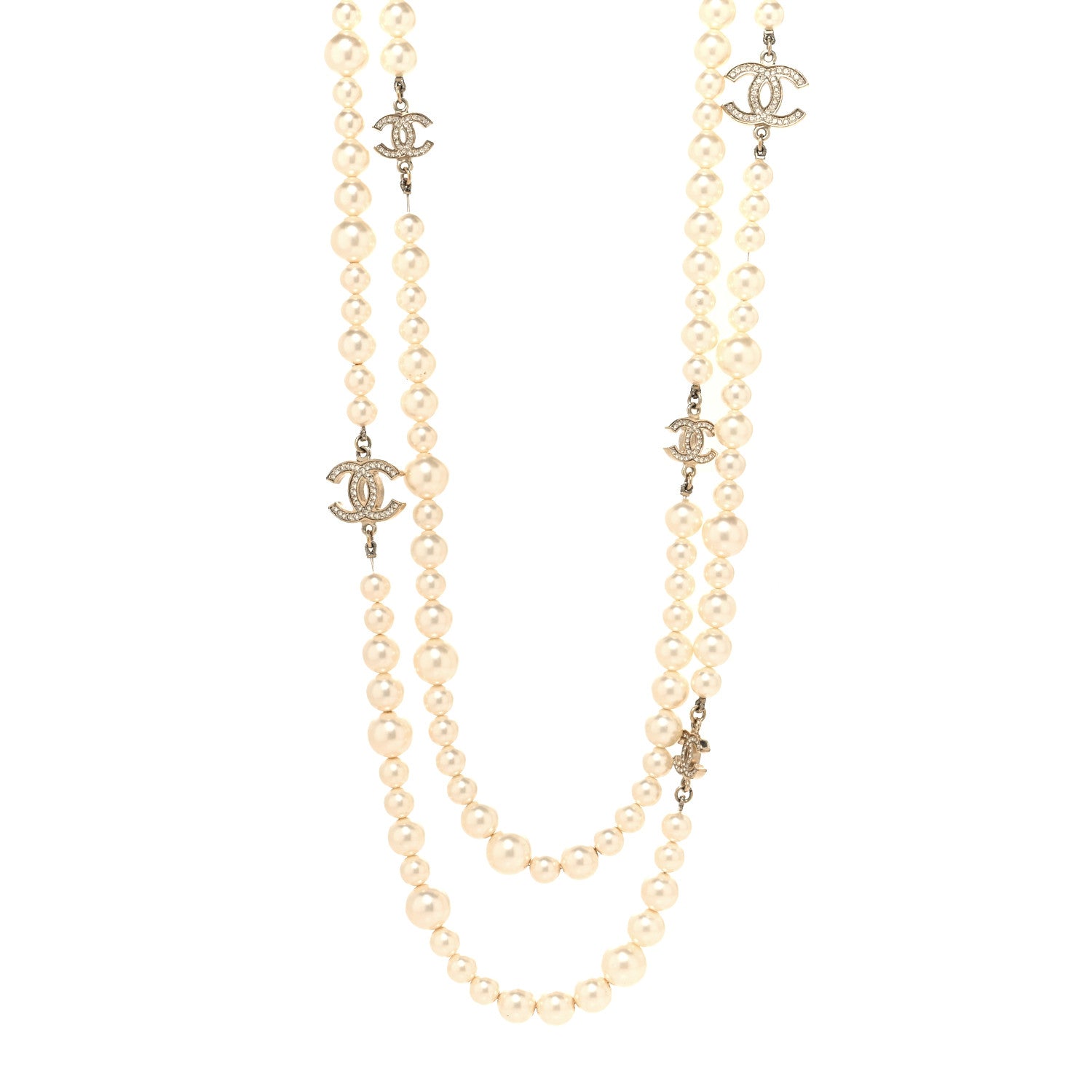 Chanel Pearl Multistrand CC Long Necklace Pearly White 1 of 6
