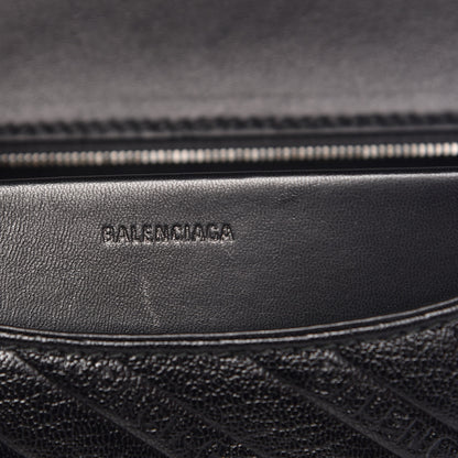 Balenciaga Shiny Goatksin Logo Embossed Monochrome M BB Round Shoulder Bag Black 7 of 11