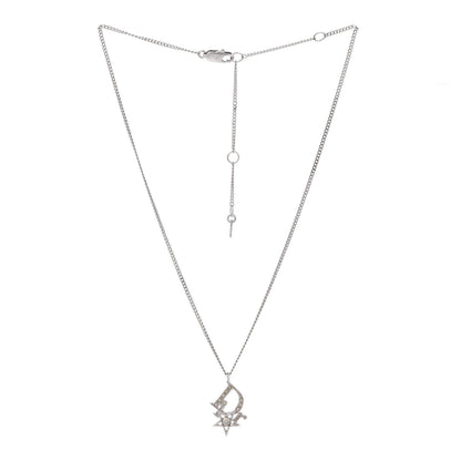 Christian Dior Crystal Logo Star Necklace Silver 3 of 6