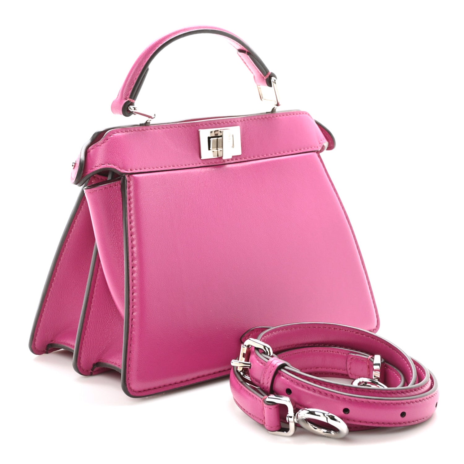 Fendi Shiny Nappa Petite Peekaboo I SEE U Satchel Magenta 3 of 10