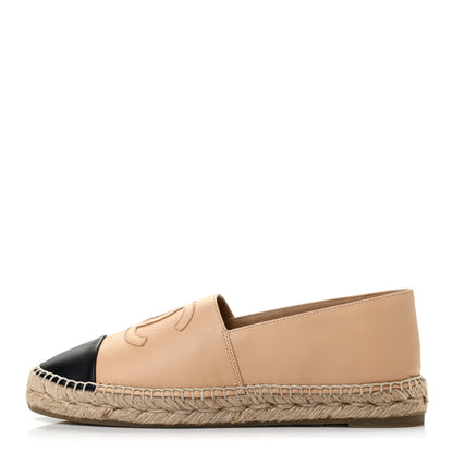 Chanel Lambskin CC Espadrilles 39 Beige Black 1 of 7
