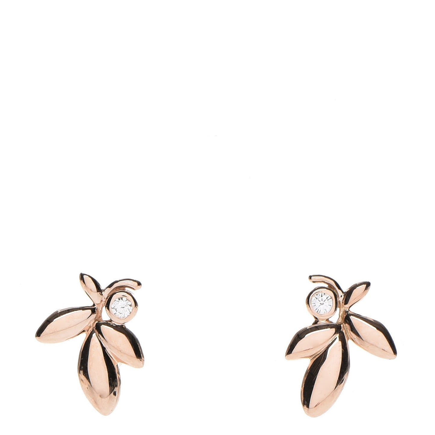 18K Rose Gold Diamond Paloma Picasso Olive Leaf Earrings