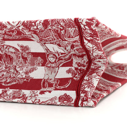 Christian Dior Canvas Embroidered Medium Dioriviera Toile De Jouy Book Tote Raspberry 10 of 13