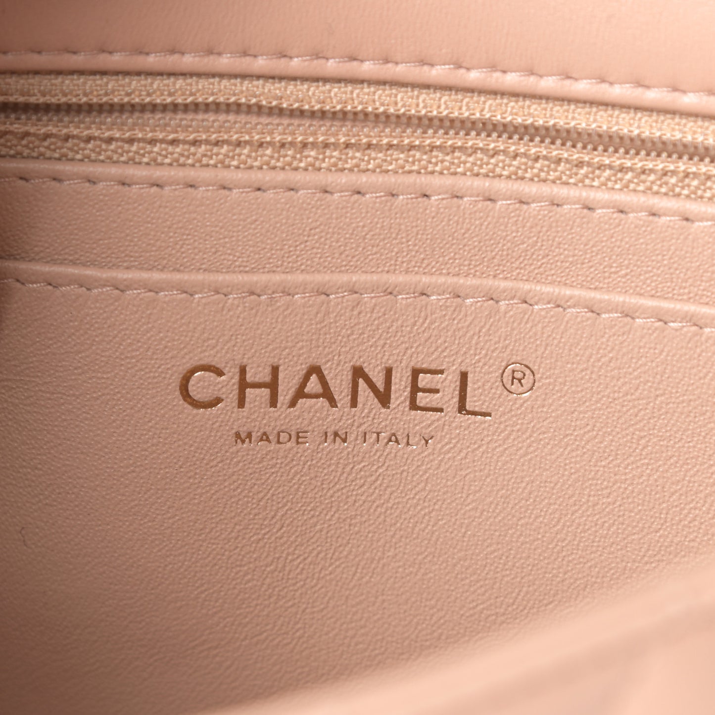Lambskin Quilted Mini Rectangular Flap Beige
