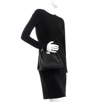 Fendi Nappa Lace Up Mini Peekaboo Iconic Satchel Black 3 of 8