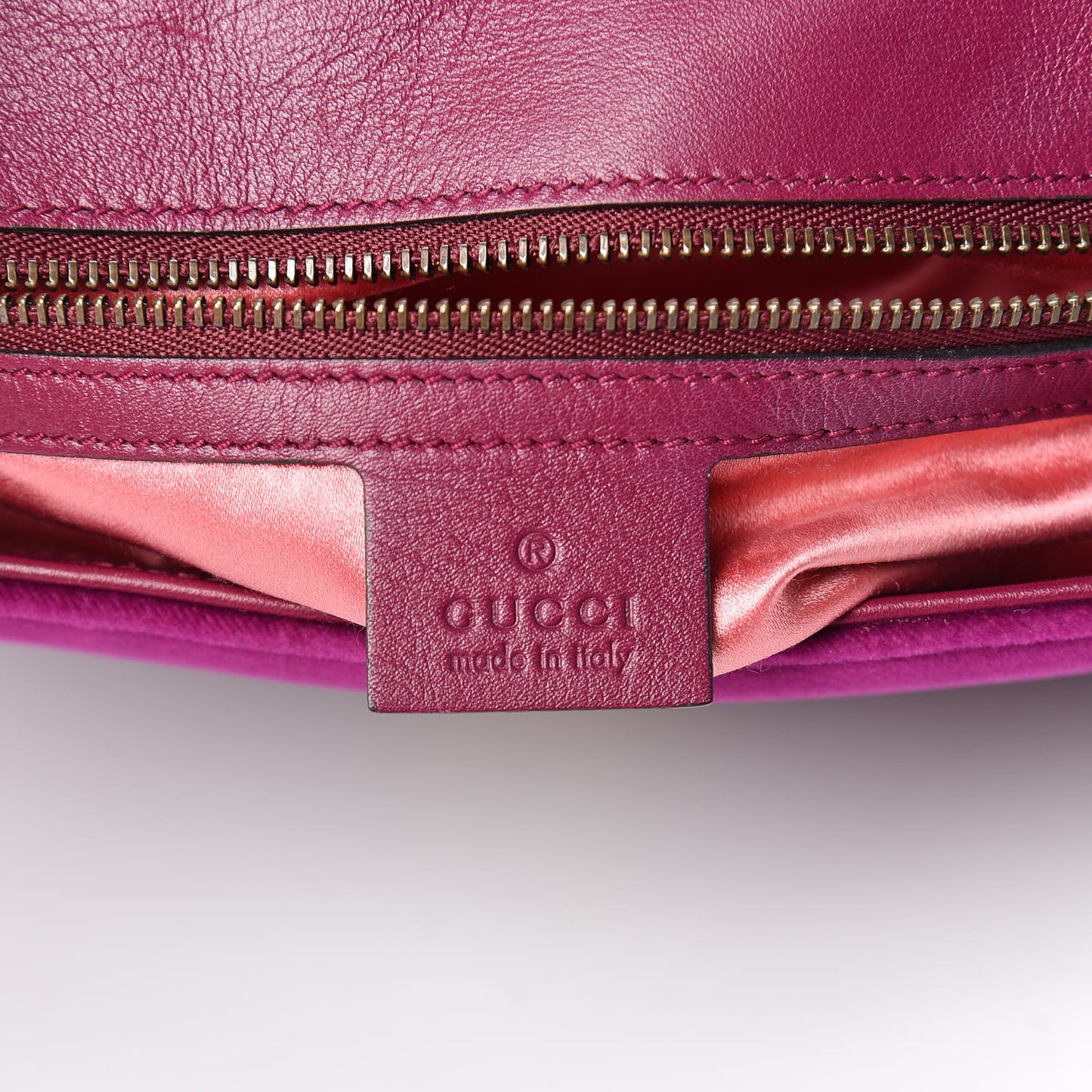 Velvet Matelasse Small GG Marmont Shoulder Bag Fuchsia Violet Cyclamen
