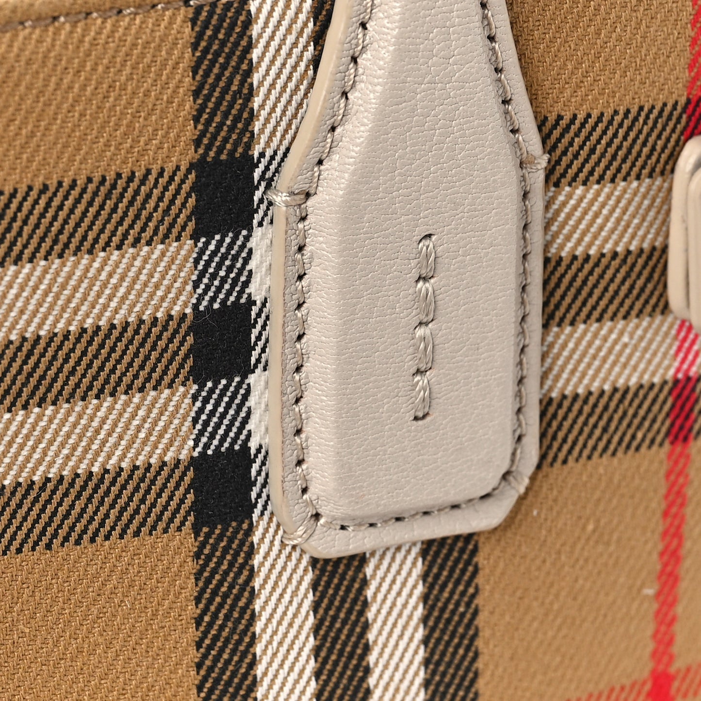 Goatskin Vintage Check Small Banner Tote Limestone