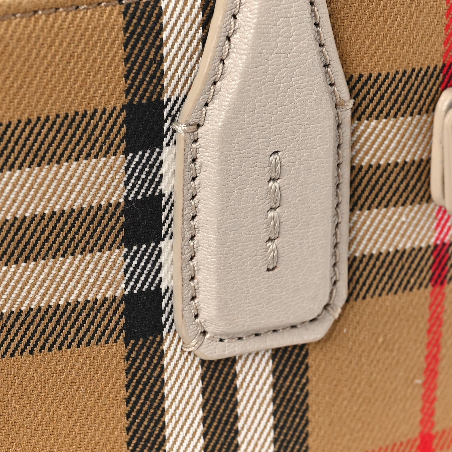 Burberry Goatskin Vintage Check Small Banner Tote Limestone 9 of 9