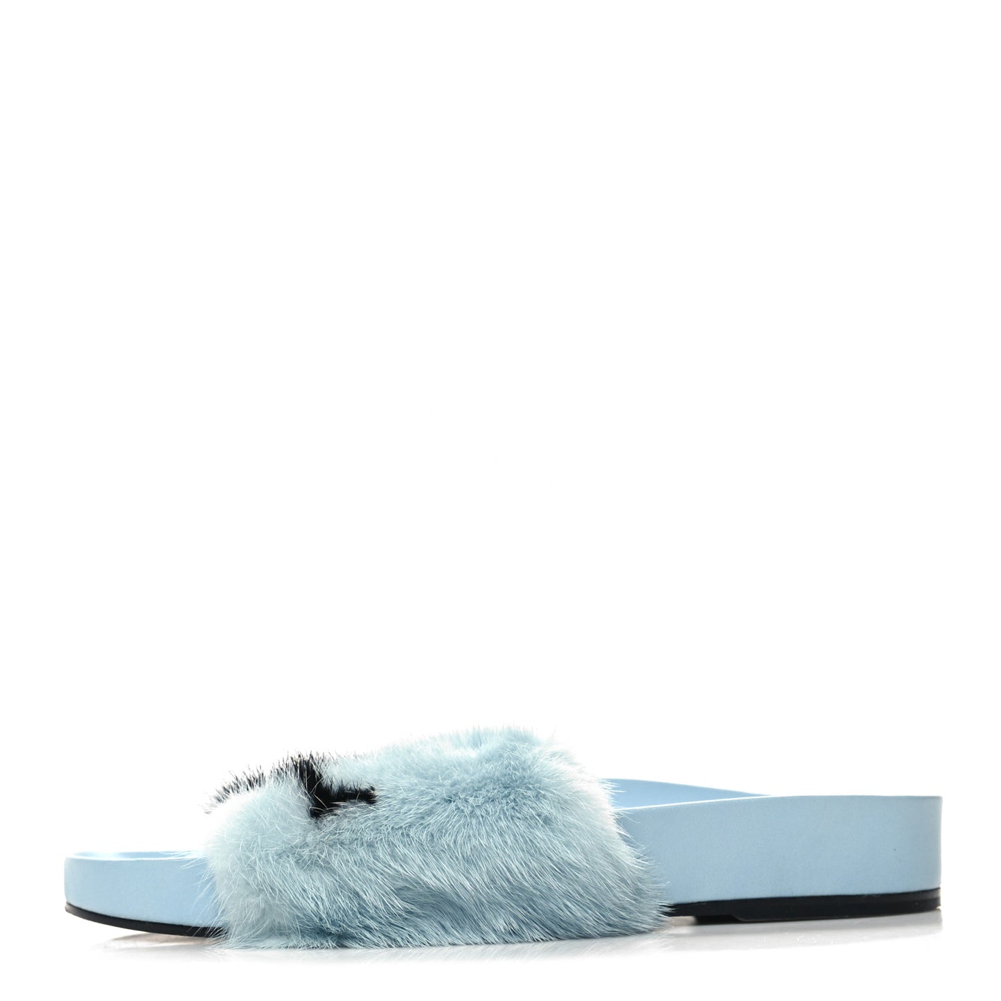 Mink Fur Bom Dia Flat Mules 38 Blue