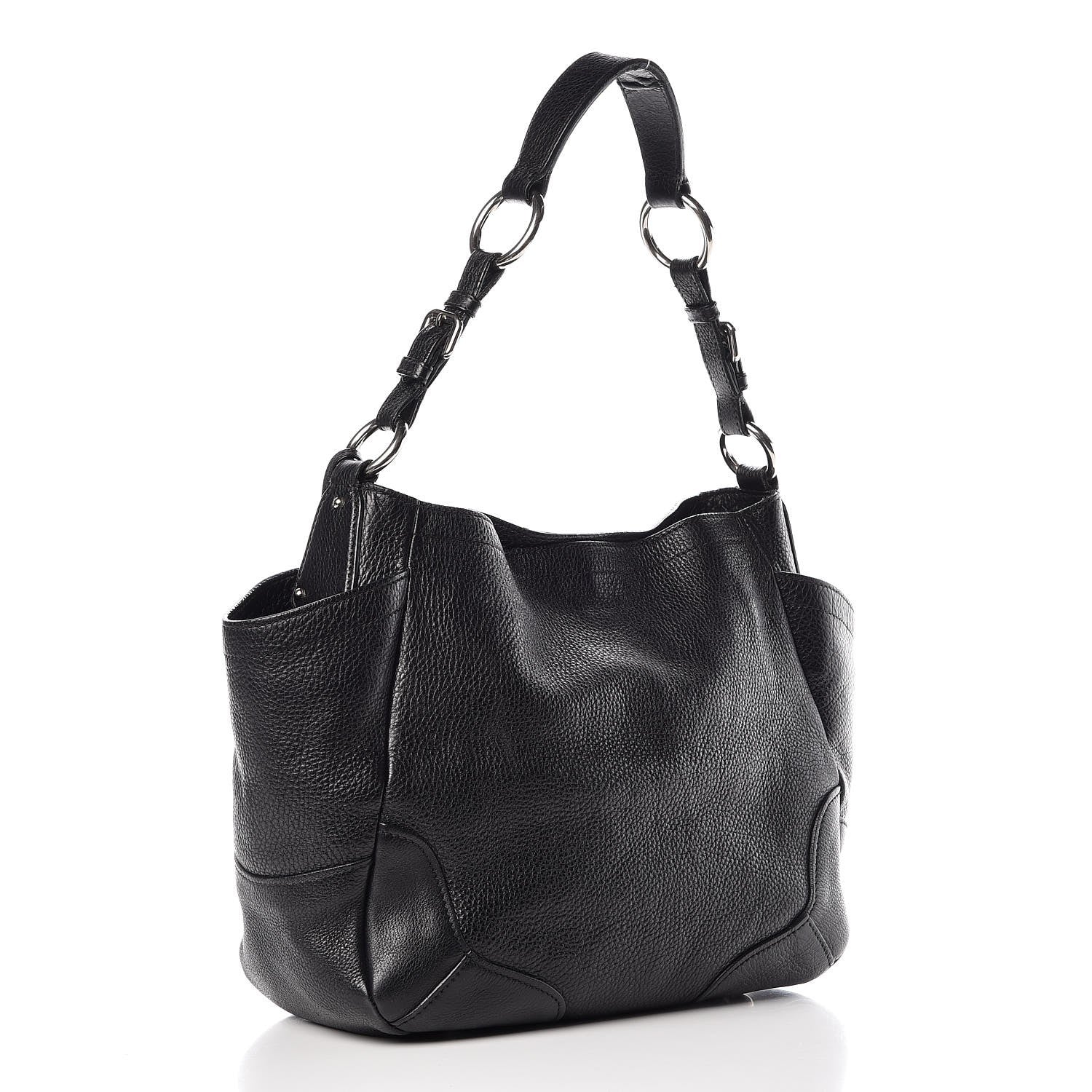 Prada Vitello Daino Side Pocket Hobo Black 3 of 12