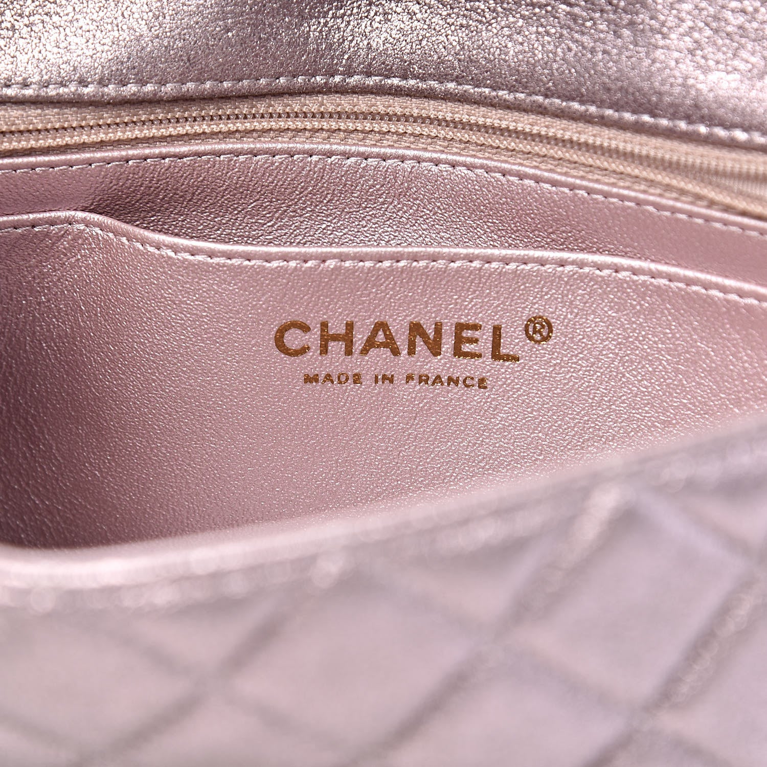 Chanel Metallic Goatskin Quilted Mini Rectangular Flap Pink 6 of 11