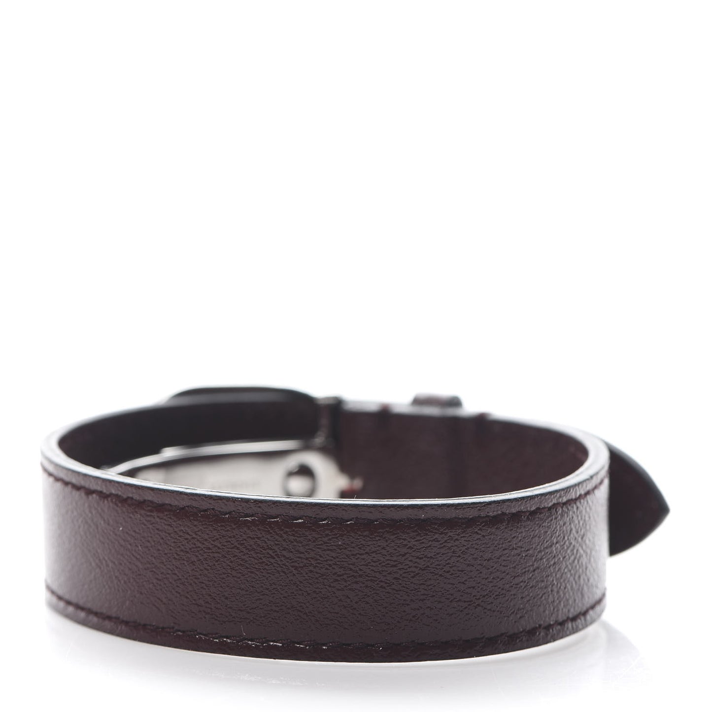 18K Yellow Gold Calfskin Interlocking Bracelet Bordeaux