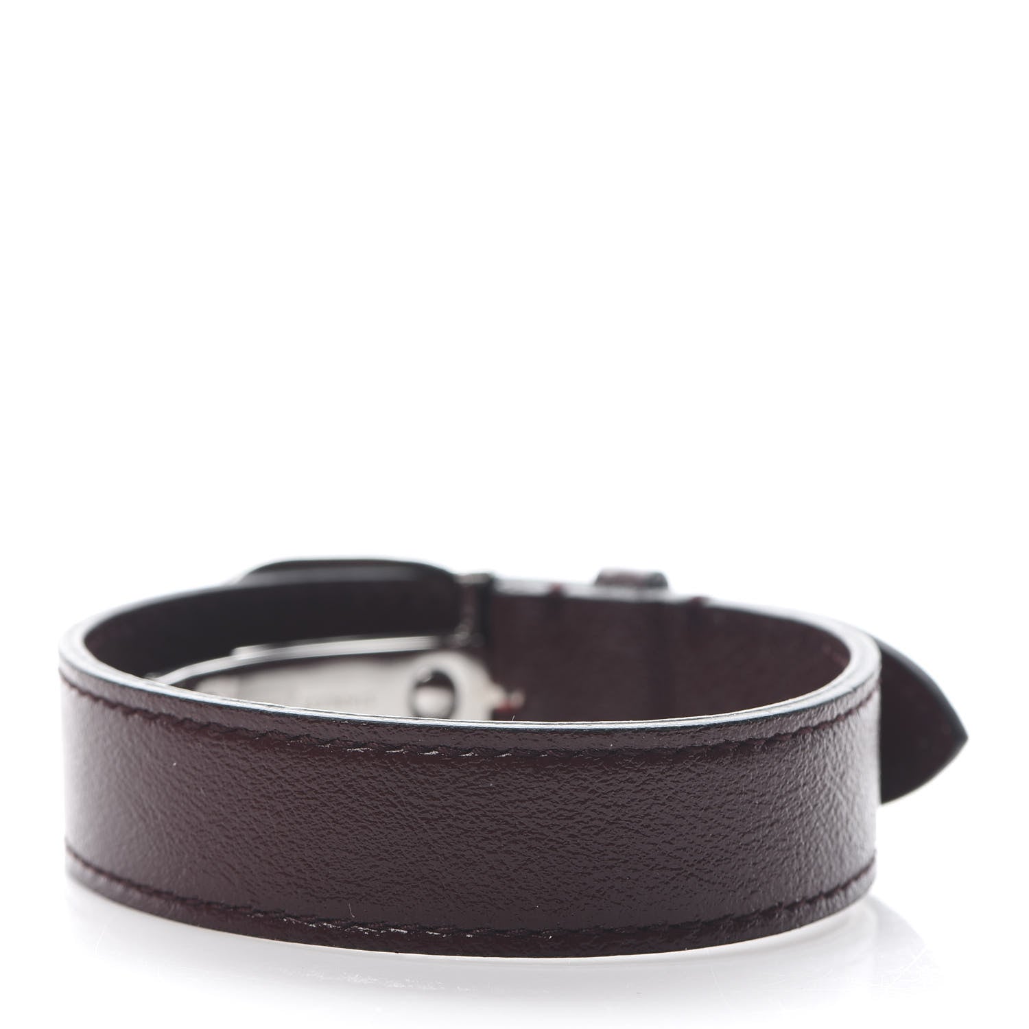 Gucci 18K Yellow Gold Calfskin Interlocking Bracelet Bordeaux 3 of 4