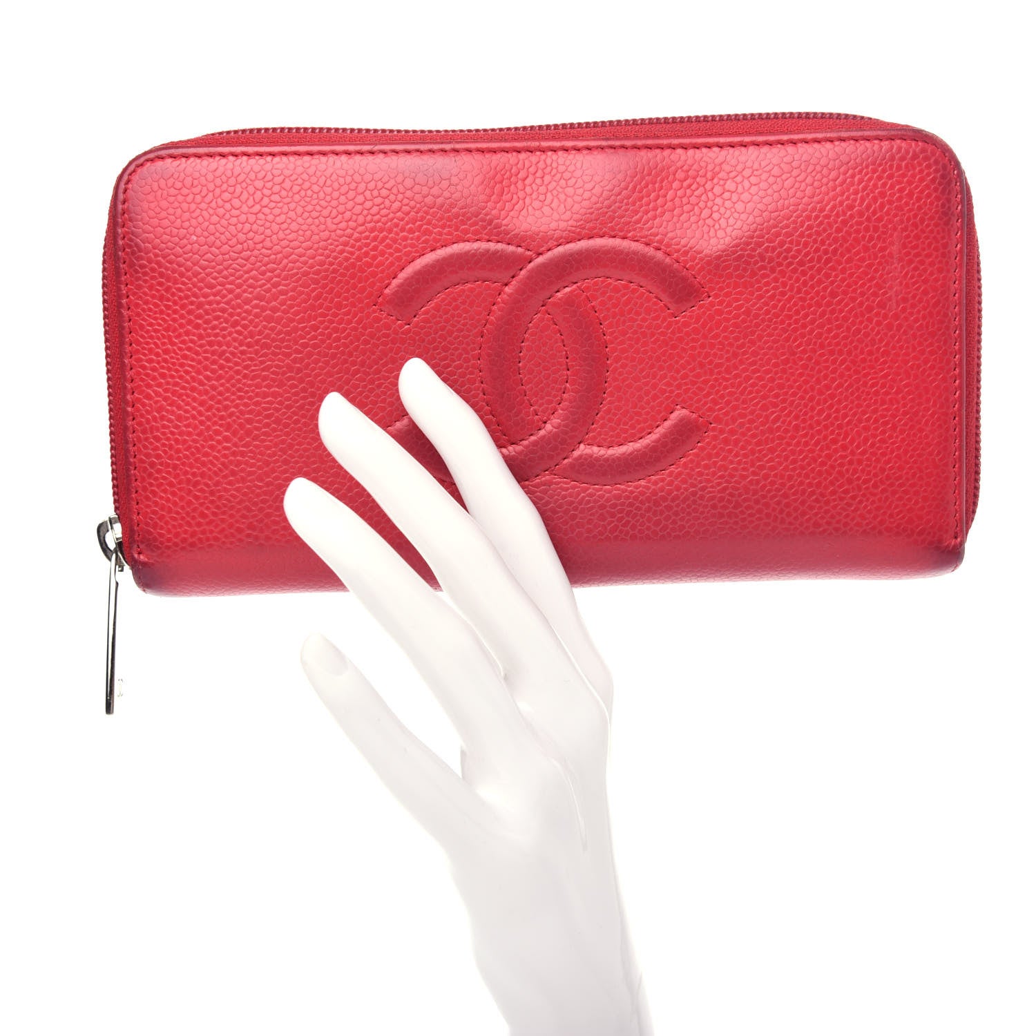 Chanel Caviar Large Timeless CC Zip Around Wallet Red 2 of 9