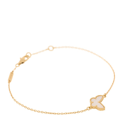 Van Cleef & Arpels 18K Yellow Gold Mother of Pearl Sweet Alhambra Butterfly Bracelet 1 of 3