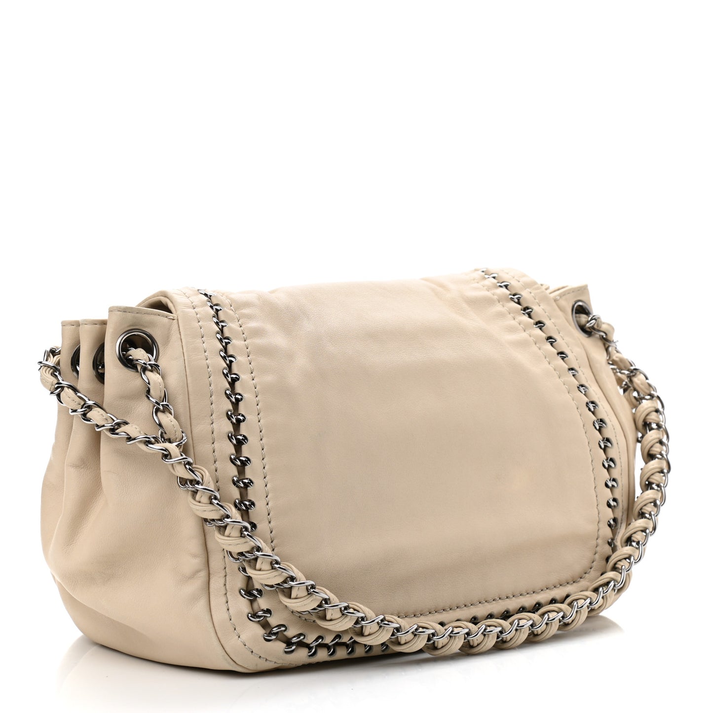 Smooth Calfskin Luxe Ligne Flap Light Beige