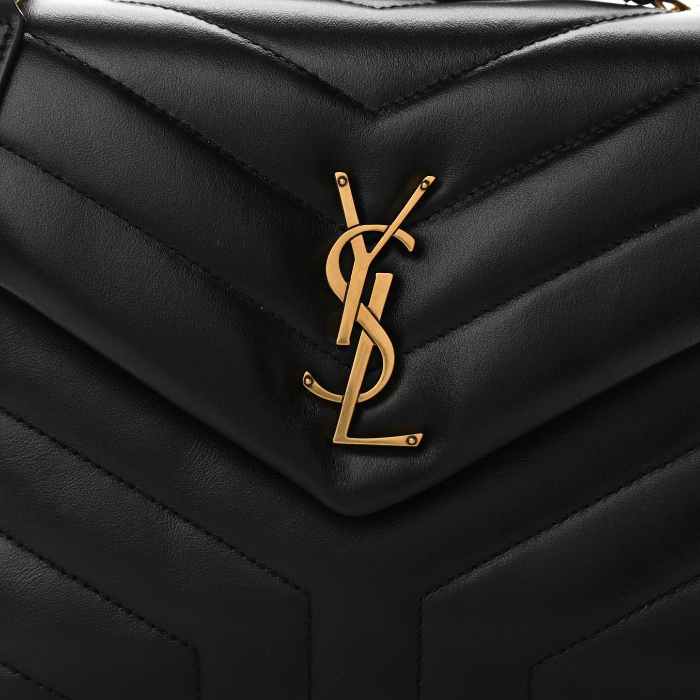 Calfskin Y Quilted Monogram Small Loulou Chain Satchel Black