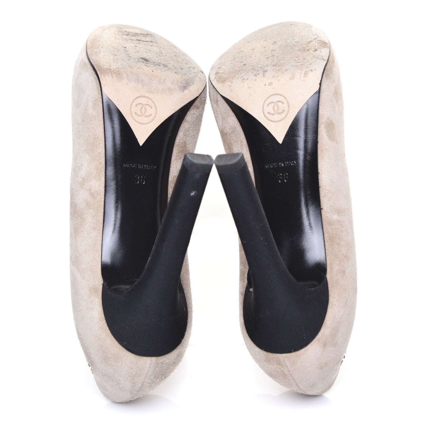 Chanel Suede Calfskin CC Pumps 36 Dark Beige 6 of 11