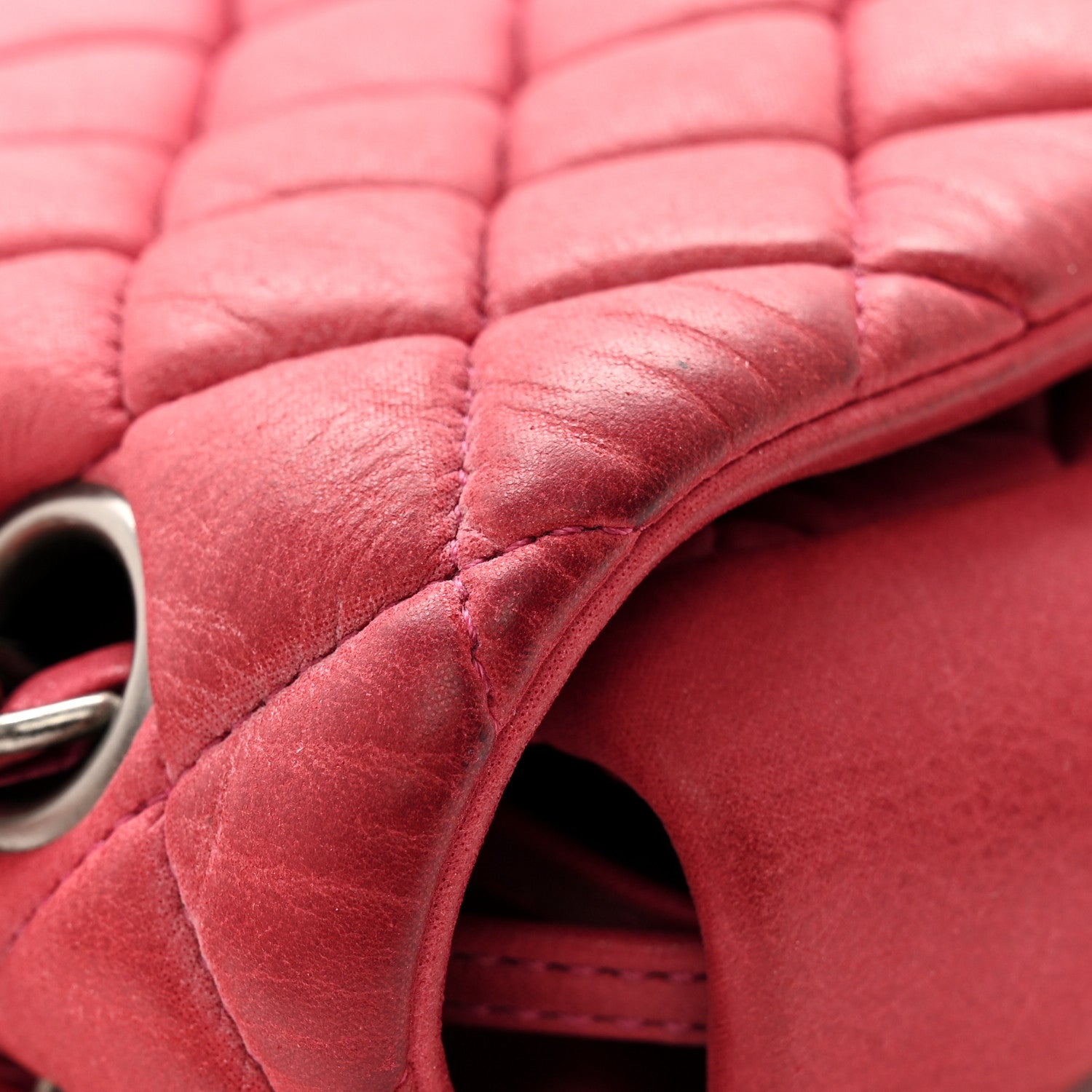 Chanel Iridescent Calfskin Small New Bubble Quilt Flap Fuchsia 16 of 16