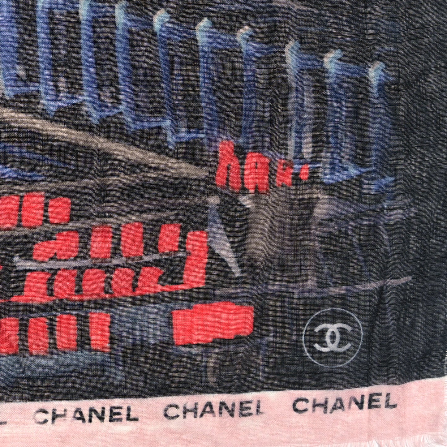 Cashmere Silk City Shawl Black Blue