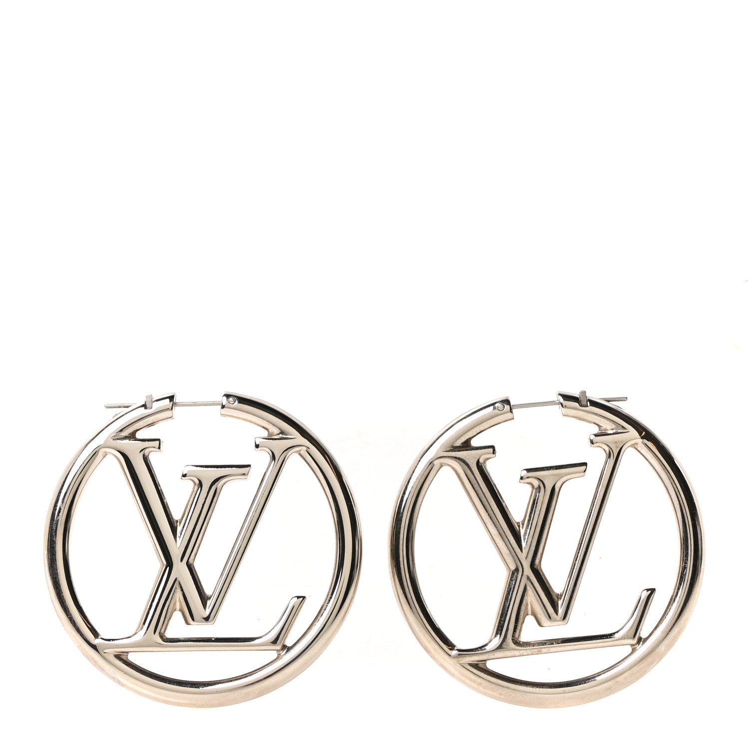 Louis Vuitton Palladium Louise Hoop Earrings Silver 1 of 4