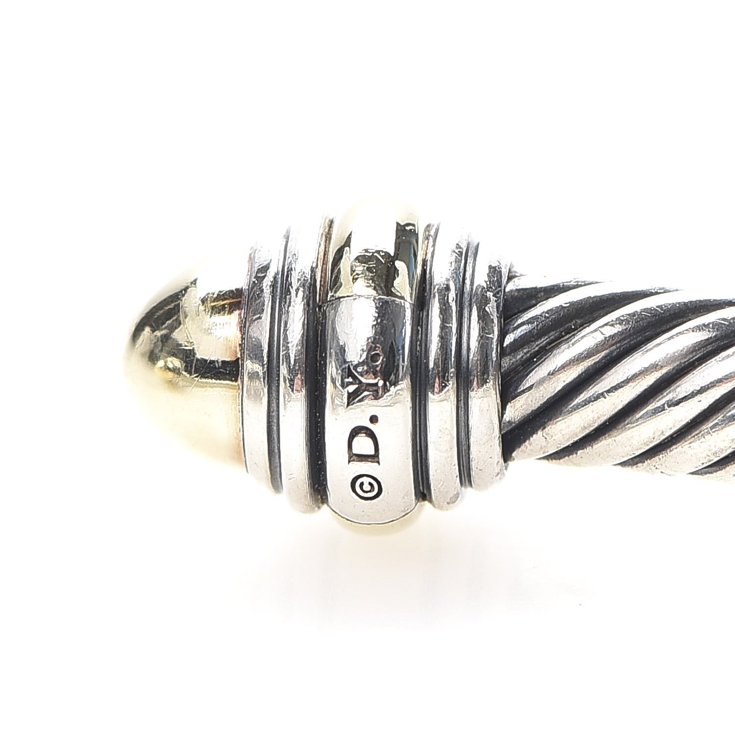 David Yurman Sterling Silver 14K Yellow Gold 5mm Cable Classics Dome Bracelet 5 of 5