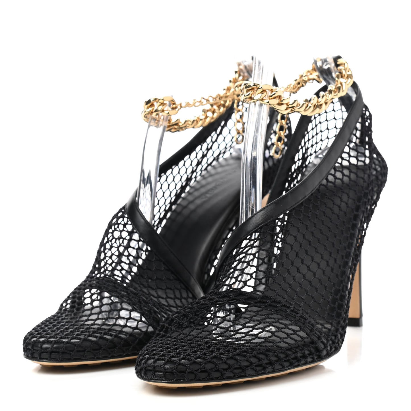 Mesh Nappa Chunky Chain Sandals 40.5 Black