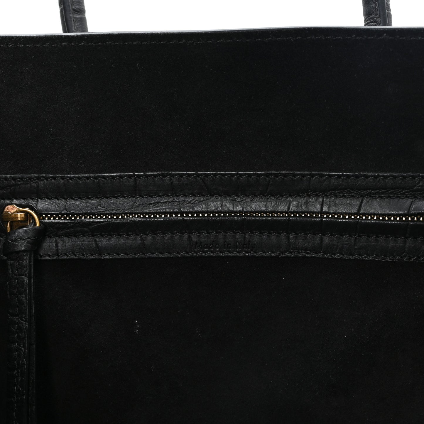 Crocodile Embossed Calfskin Medium Phantom Luggage Black
