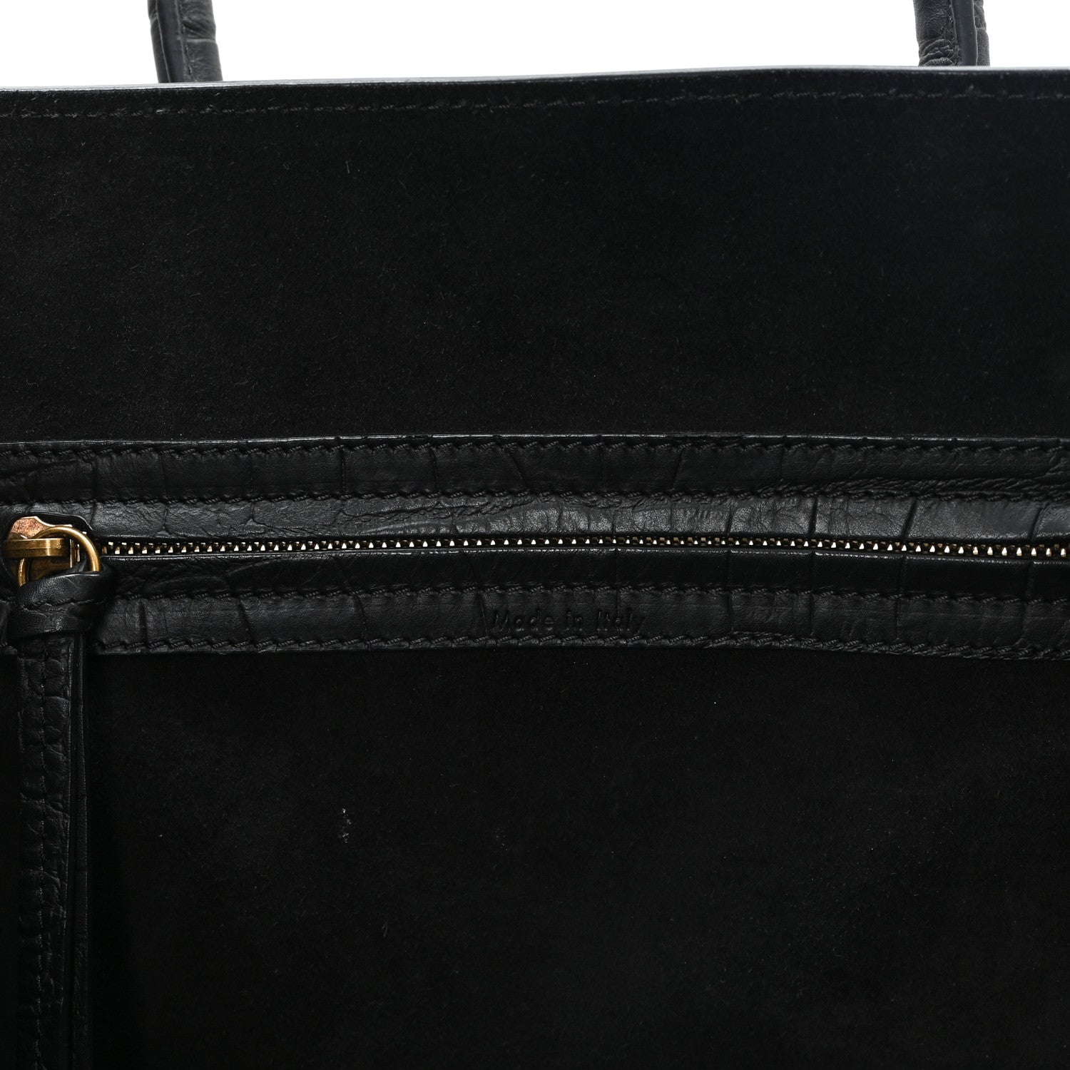 Celine Crocodile Embossed Calfskin Medium Phantom Luggage Black 5 of 8