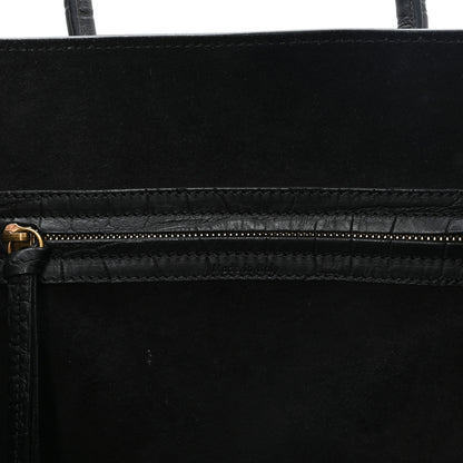 Celine Crocodile Embossed Calfskin Medium Phantom Luggage Black 5 of 8