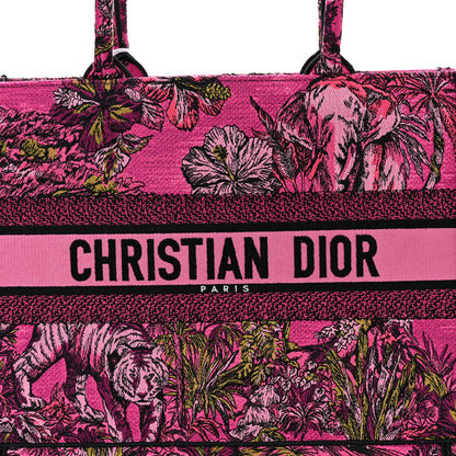 Christian Dior Canvas Embroidered Medium Toile de Jouy Voyage Book Tote Fuchsia Multicolor 8 of 10