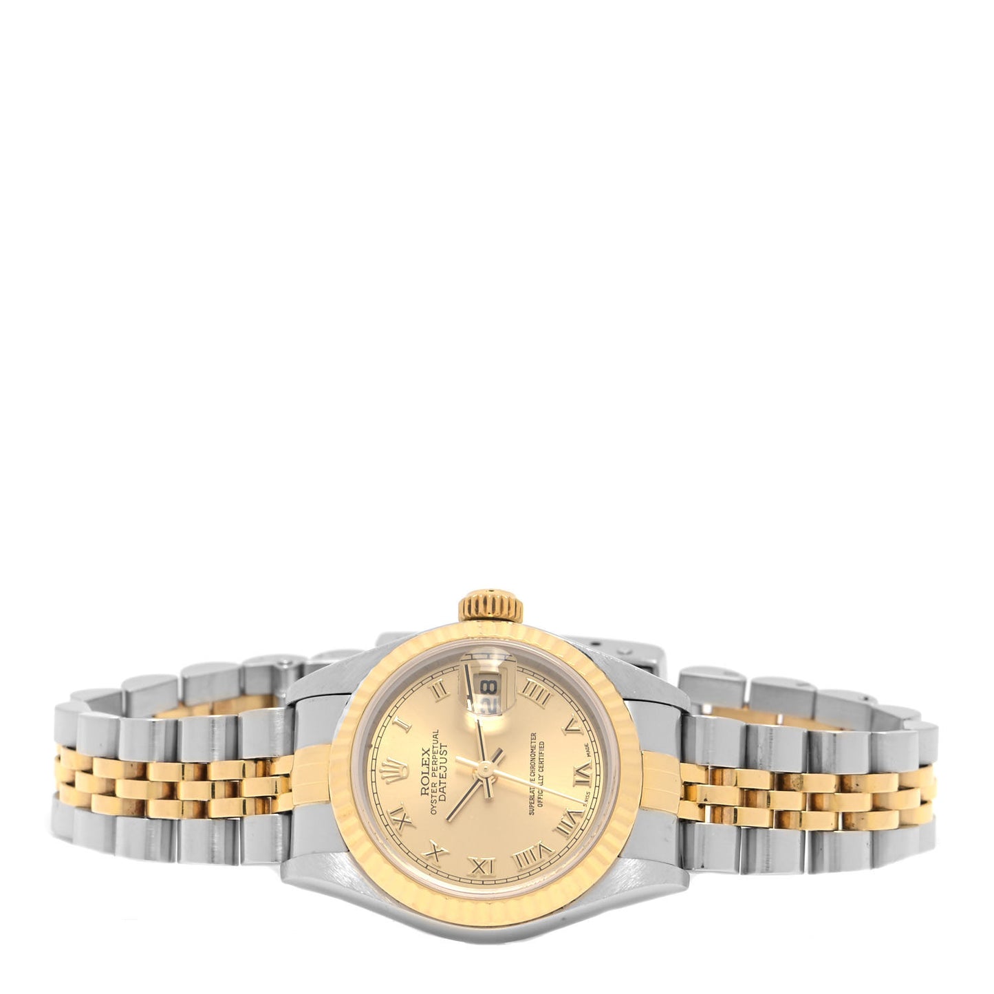 Stainless Steel 18K Yellow Gold 26mm Oyster Perpetual Datejust Watch Champagne 79173