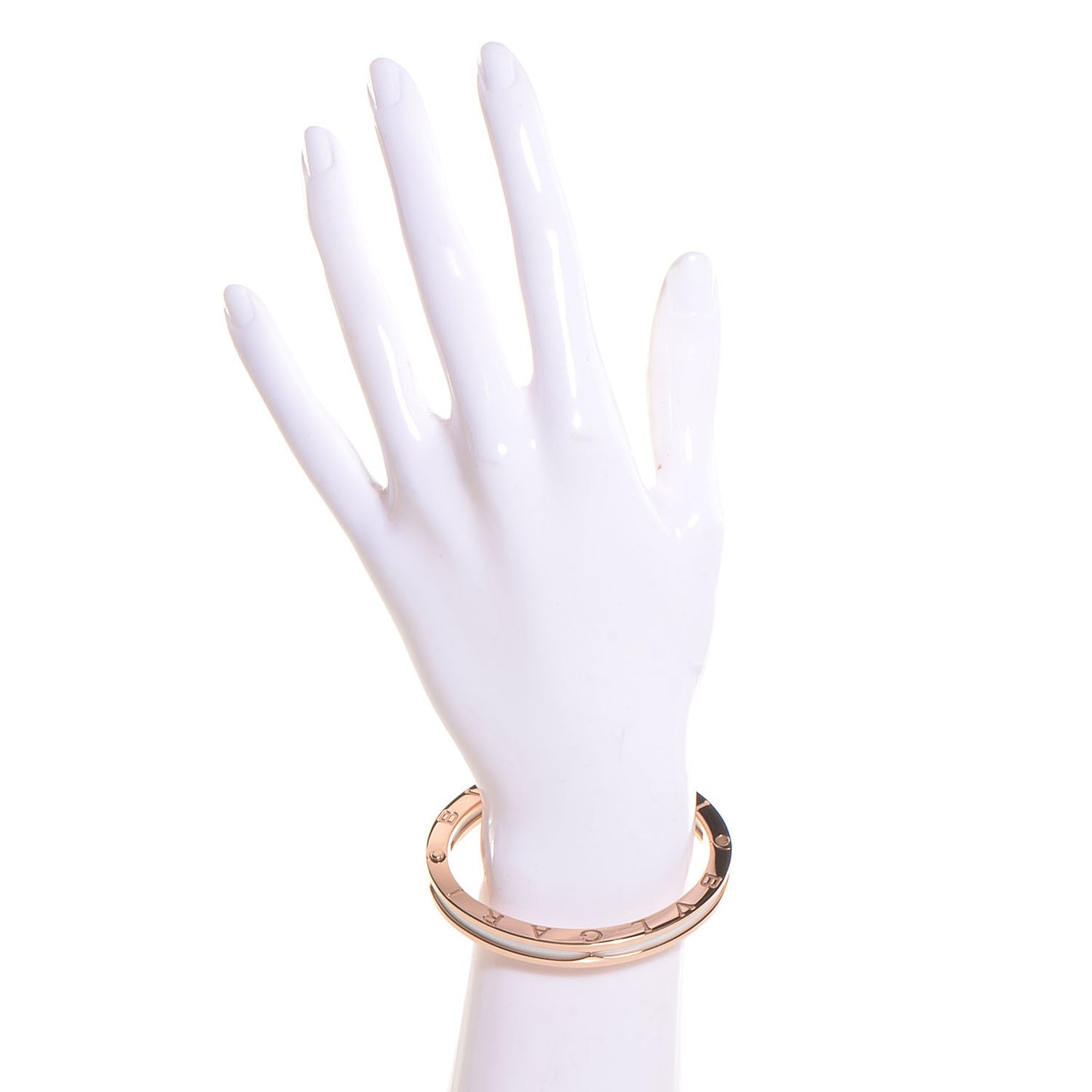 18K Rose Gold White Ceramic B.Zero1 Bangle Bracelet M