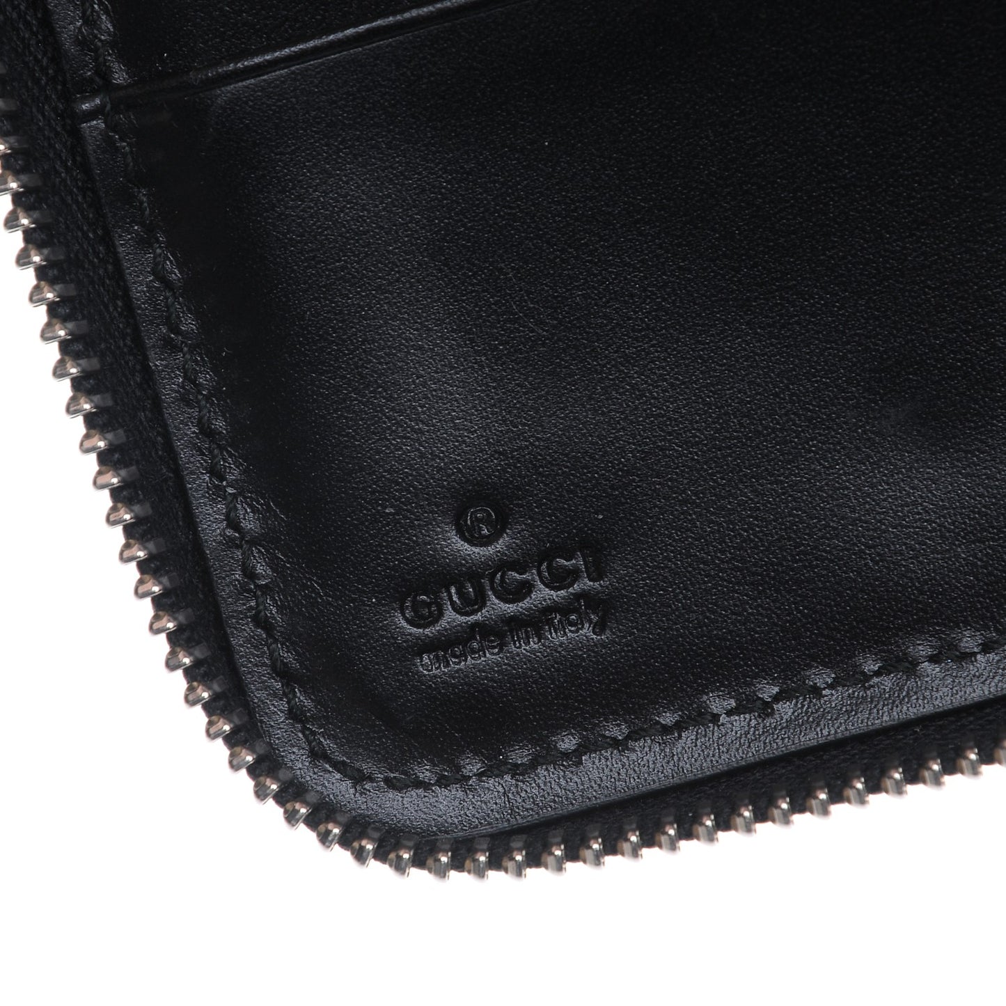 Guccissima Signature Zip Around Organizer Wallet Black